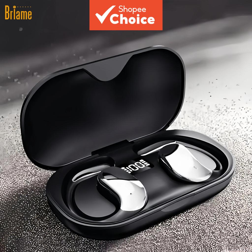  Fones de ouvido Briame OWS TWS sem fio, abertos, redução de ruído, fones de ouvido Bluetooth estéreo HiFi, fones de