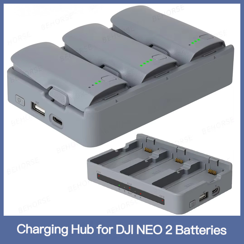 Gerenciador De Carregamento De Bateria Para DJI Neo 2 , 65W Hub Rápido Três Baterias Carregador Power Bank Drone Acessór