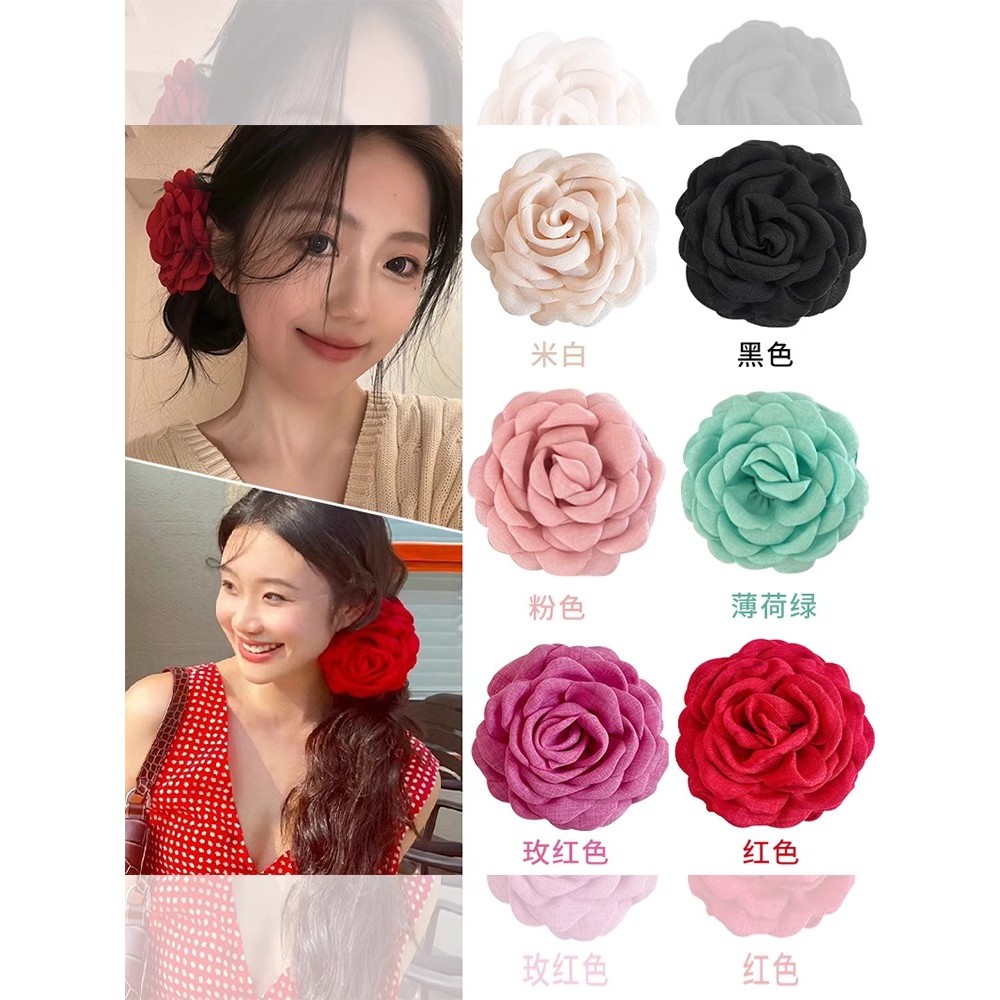 Flor vermelha Grab clip Headdress seco rosa caro grampo de cabelo cabeça flor acessórios para o cabelo 2024 novo estilo