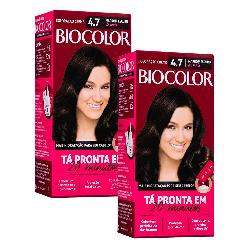Kit 2 Tinta de Cabelo Biocolor Mini Kit Marrom Escuro da Moda 4.7 em Oferta na Shopee