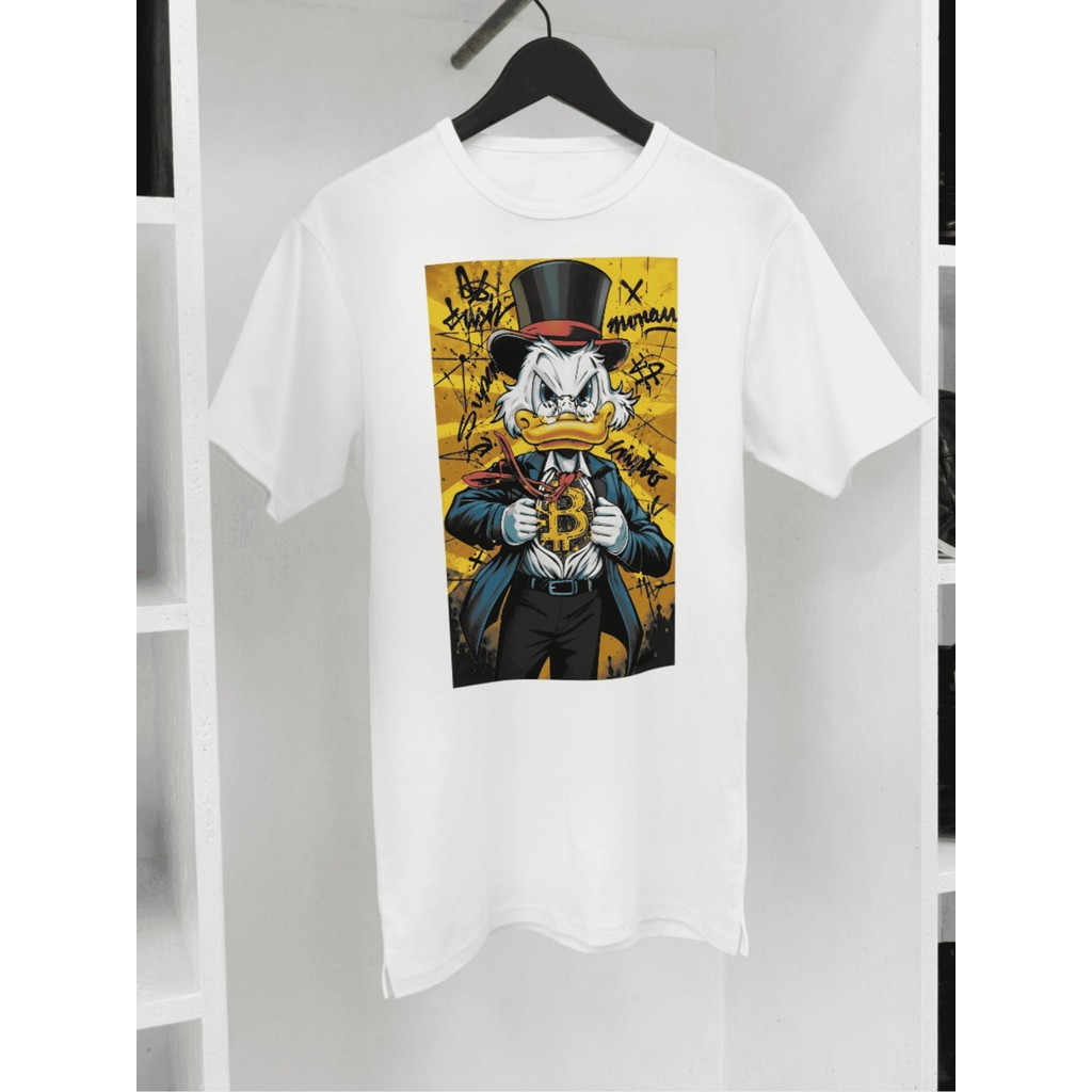 Camiseta Pato Milionário Tio Pato Bitcoin Criptomoeda Dinheiro 100% Algodão Camisa Blusa Streetwear