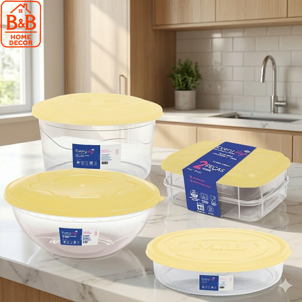 Kit 4 Potes Premium com Porta Frios Duplo, Saladeira e Torteira para Organização Total