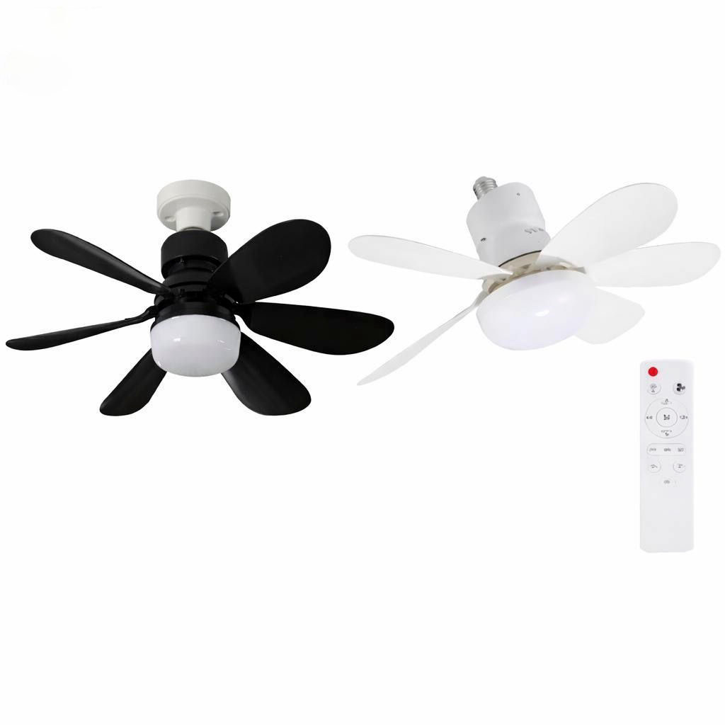 Ventilador de teto turbo silencioso, 6 pás, 80W, LED 3 cores, soquete E27, controle remoto com timer e bivolt.
