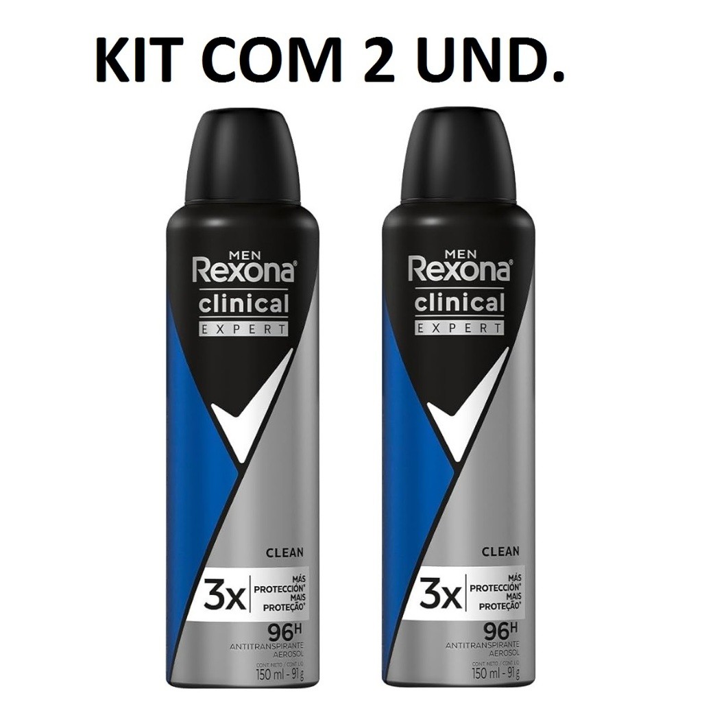 2x Desodorante Rexona Clinical Men Clean Aerosol 150ml Masculino
