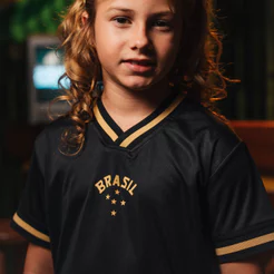 Camisa Brasil Urban Dry Preta Infantil Juvenil