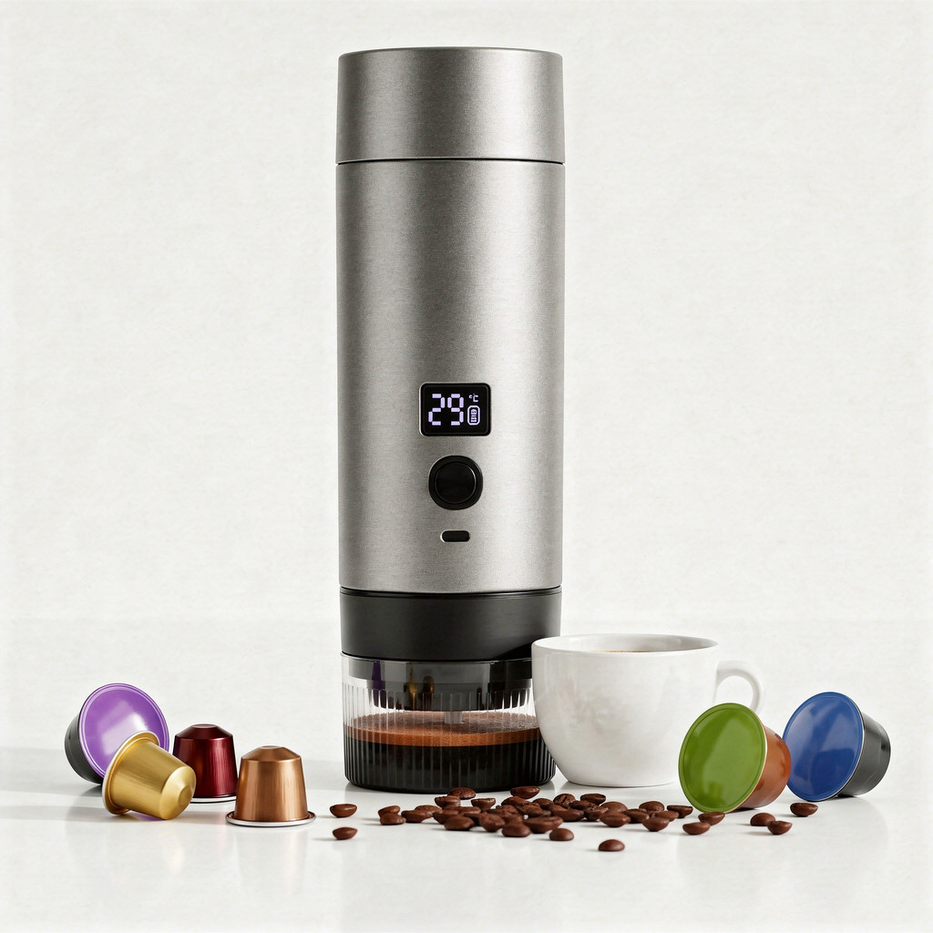 Imagem Máquina de Café Expresso Portátil Cápsula Cafeteira Elétrica Automática 3 em 1, Recarregável USB-C