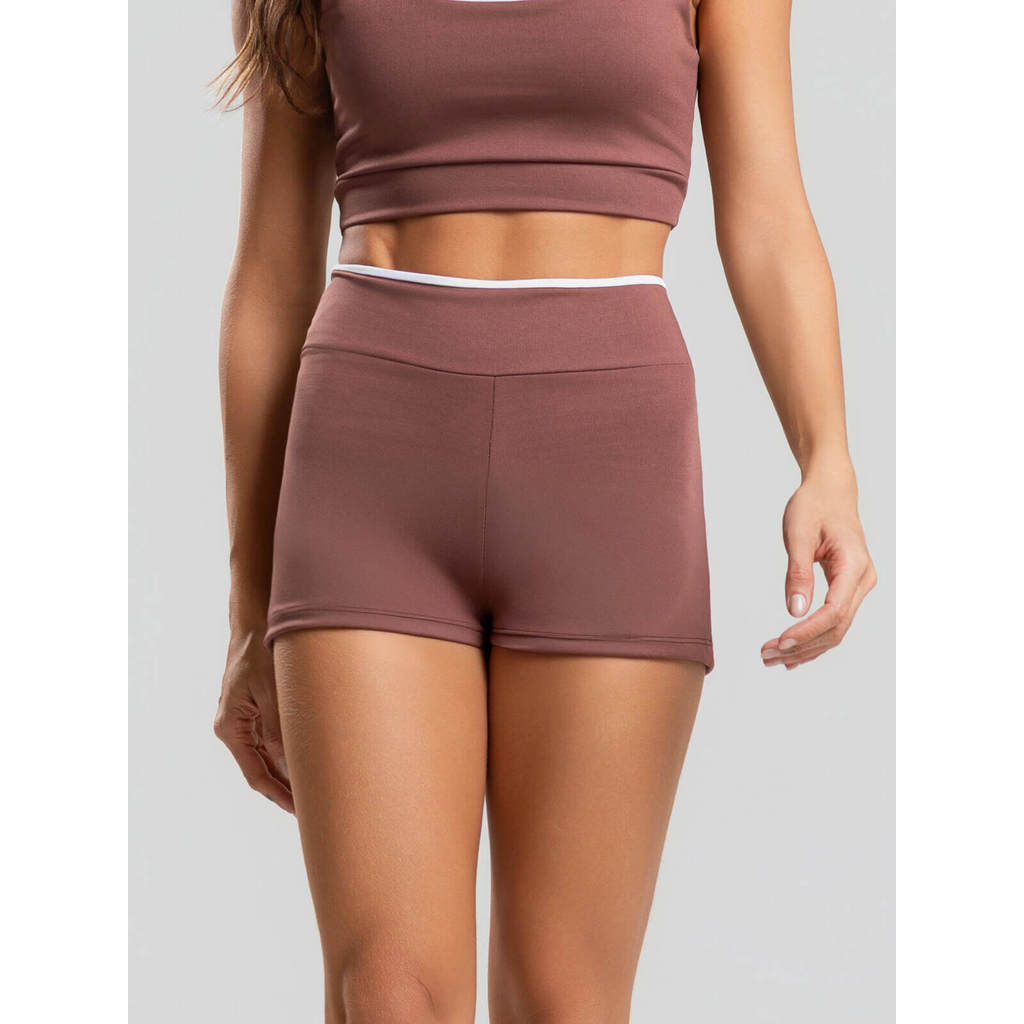 Short Curto Feminino Suplex Moda Fitness Academia Cintura Alta Zero Transparência Roupa de Treino