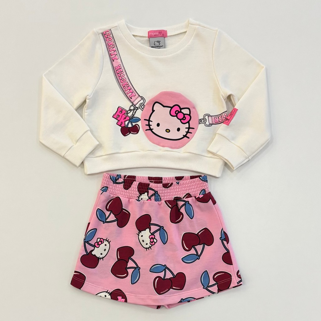 Conjunto Momi Infantil Menina Casaco e Saia Hello Kitty Inverno Moda Kids J7179