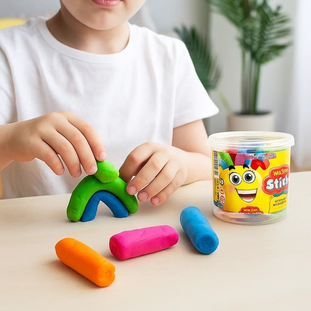 Massinha infantil 75g 3 potes 5 unidades colorida modelar escolar brincadeira sortida de achadinhos
