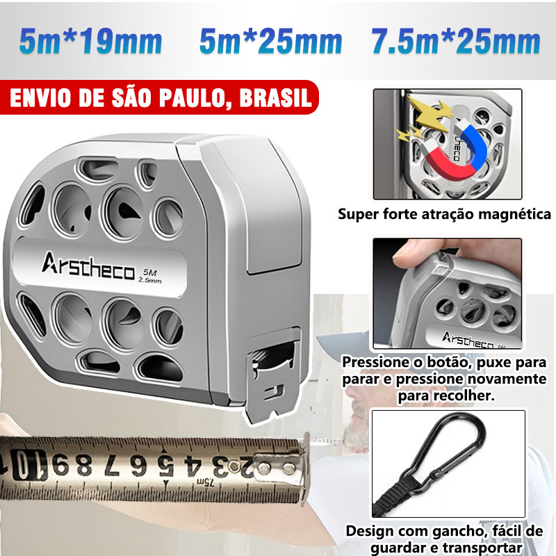 Trena De Aço Inoxidável 5M/7.5M– Alta Precisão E Durabilidade Para Medições Profissionais