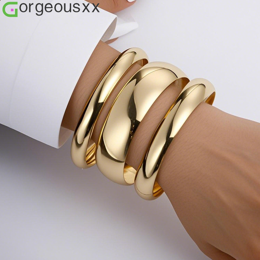 [Gorgeousxx] Nova Simplicidade Da Moda Pulseira Larga Brilhante Para Mulheres Pulseiras De Temperamento Joias