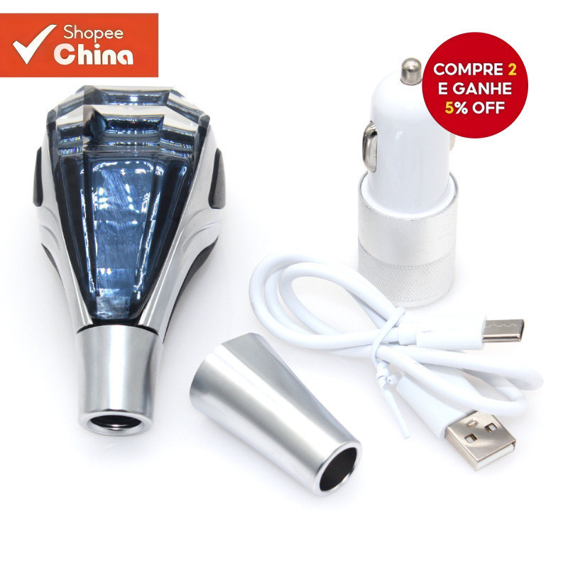 Manopla de Câmbio de Cristal LED com Trava Manual para Modificação de Caixa de Câmbio de Carro HMP8