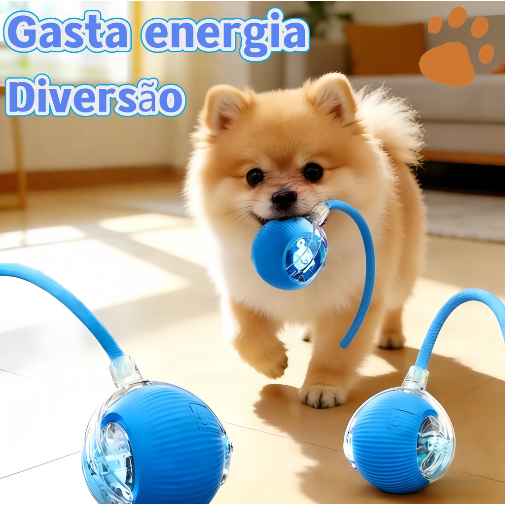 Bola Interativa para Cães – Brinquedo para Cães e Gatos com Rolamento Automático