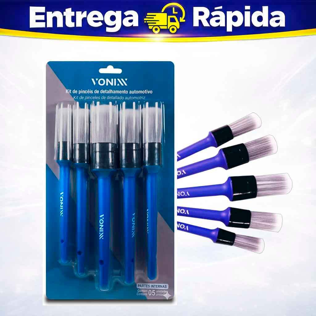 Kit 5 Pincéis Detalhamento Automotivo Interno Vonixx