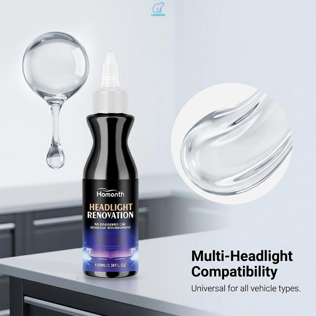 Restaurador De Limpador De Farol De Carro-100ml Para Remoção De Amarelecimento E Clareza Da Luz