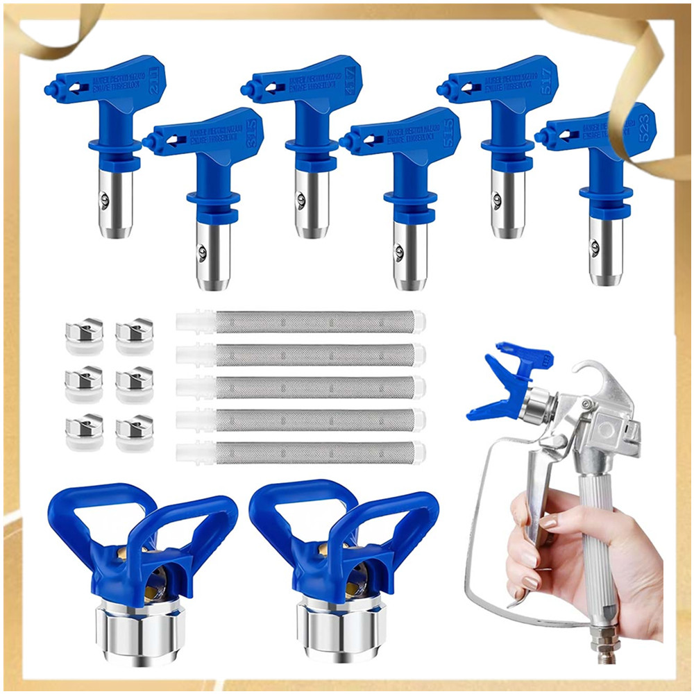 Bicos para Pistola de Pintura Airless 6 PCS, 2*Assentos de Bico, Conjunto de Bicos para Pistolas de Pintura Airless