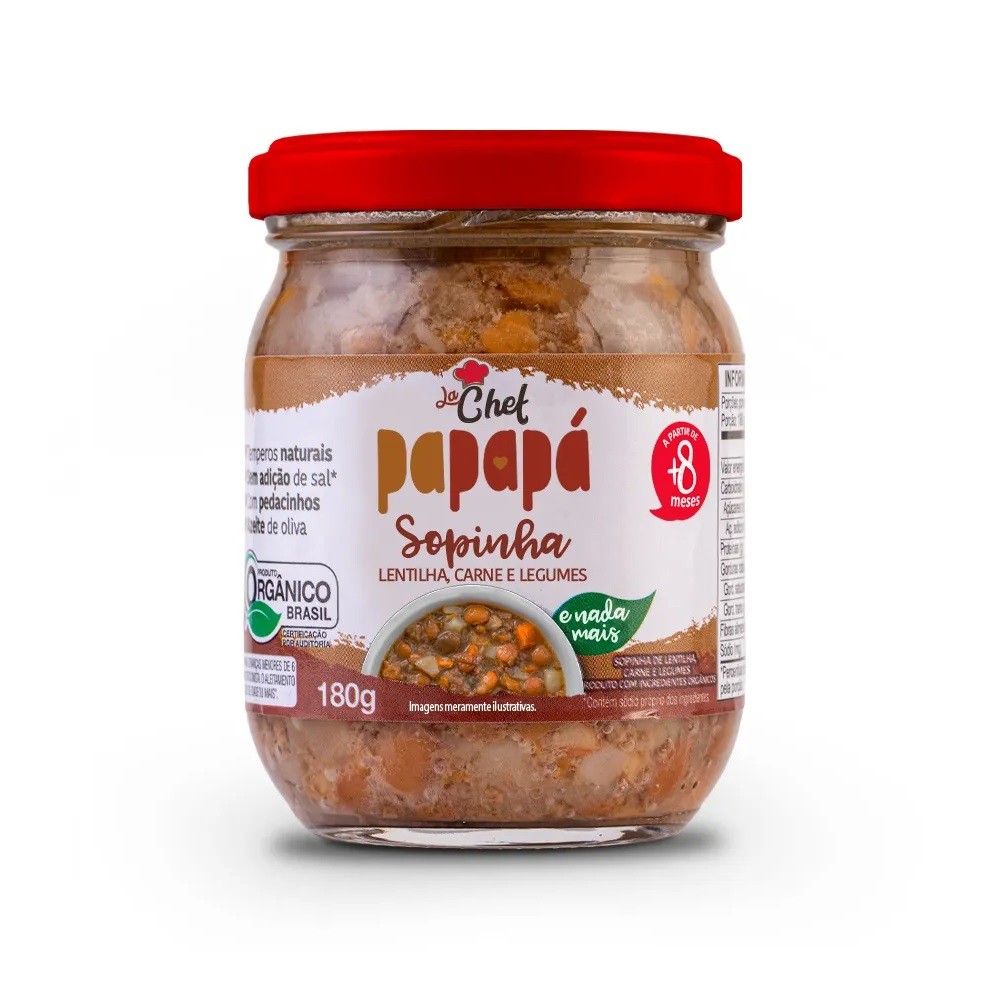 SOPINHA BEBÊ ORGÂNICA PAPAPÁ LA CHEF 180g - SOPINHA DE LENTILHA - V.24/06/26