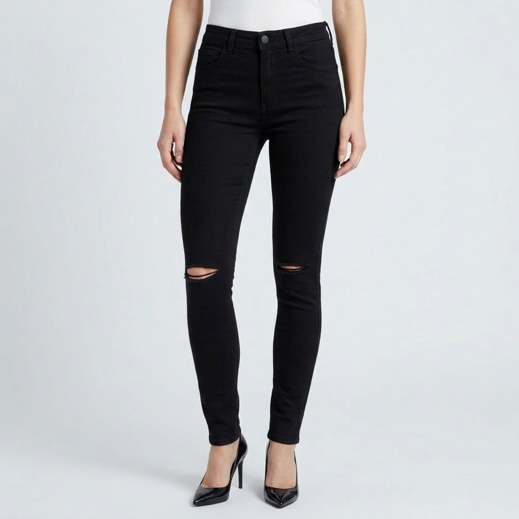 Calça Jeans Miller Deluxe Original Preta Rasgada Skinny
