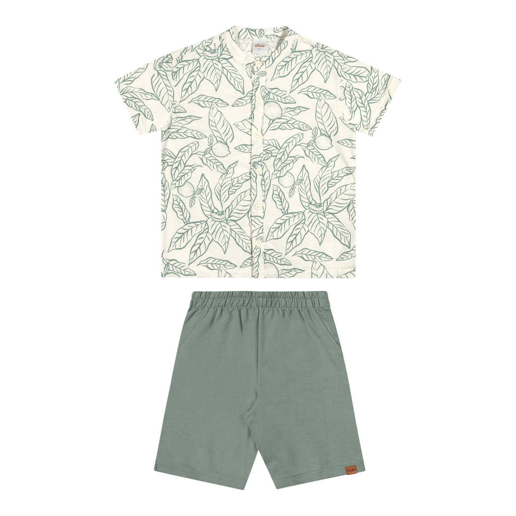 Conjunto Infantil Menino Gola Padre Elian Bege