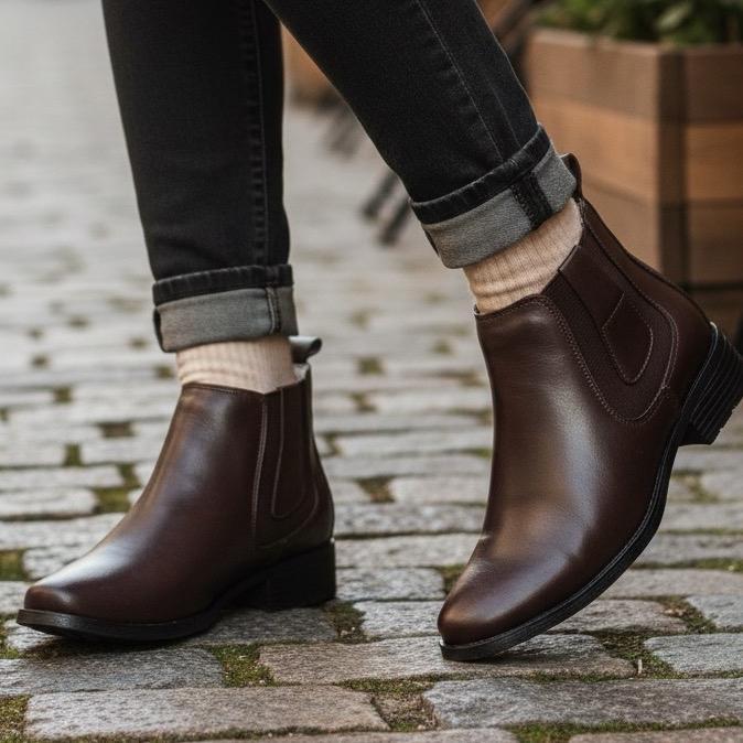 Botina Feminina Em Couro Legítimo Bota Coturno Country Cano Baixo Confortável Inverno Salto Baixo