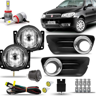 Kit Farol De Milha Completo Neblina Auxiliar Farolete Palio Fire Siena Economy 2010 11 12 13 14 15 16 Com lampadas + Led em Oferta na Shopee