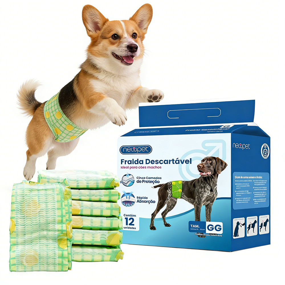 Newpet Fralda Descartável para Cachorro Macho Fralda Higiênica P/cães （P/M/G/GG)