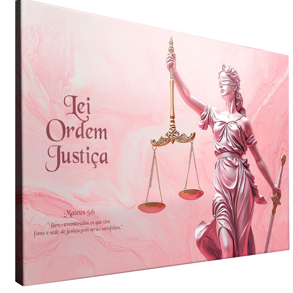 Quadro decorativo rosa Advocacia Direito Deusa da Justiça Lei Ordem decoração para escritorio sala