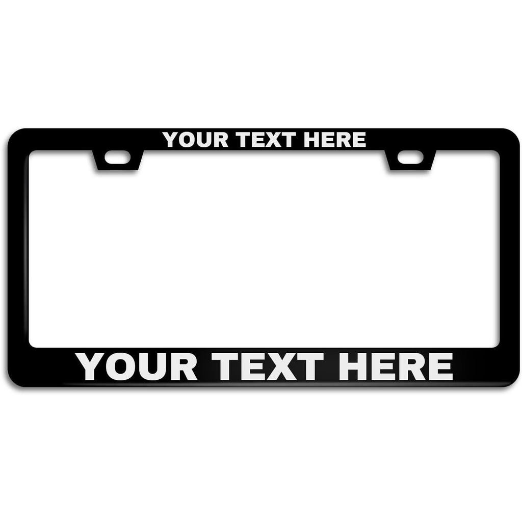 Custom License Plate Frame Personalized Design Metal Car License Plate Frame with Text, 12"x6", Accessories Included