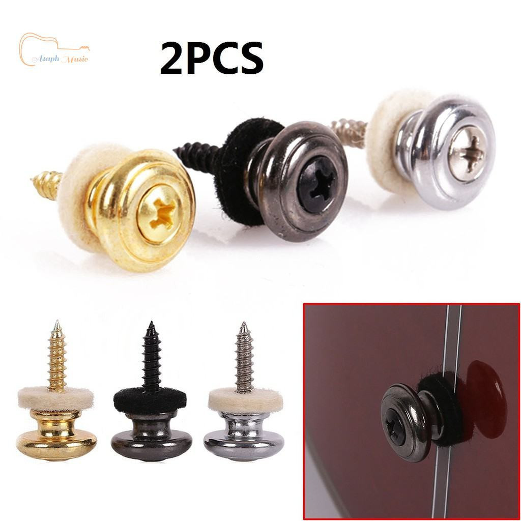 2 Pçs Cobre Cromo Guitarra Cinta Fechaduras Cabeças De Cogumelo Baixo Pinos Fivela De Cinto Botões