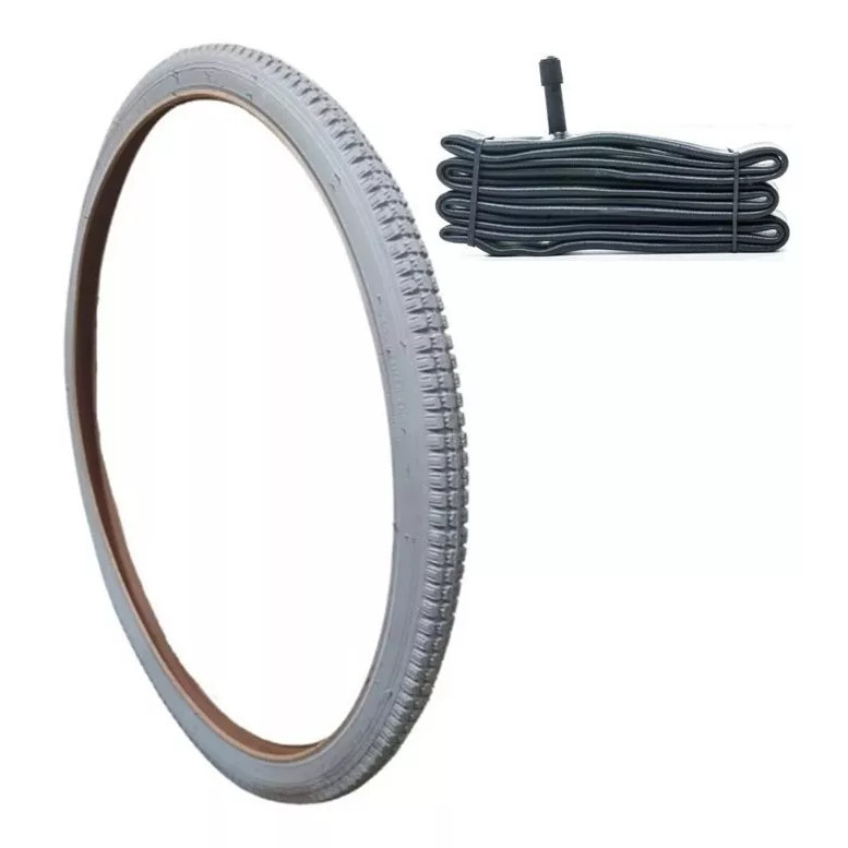 Pneu Cadeira De Rodas Vee Rubber Aro 24 X 1.3/8 Cinza Com Camara