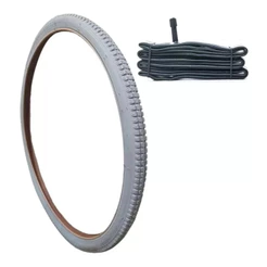 Pneu Cadeira De Rodas Vee Rubber Aro 24 X 1.3/8 Cinza Com Camara