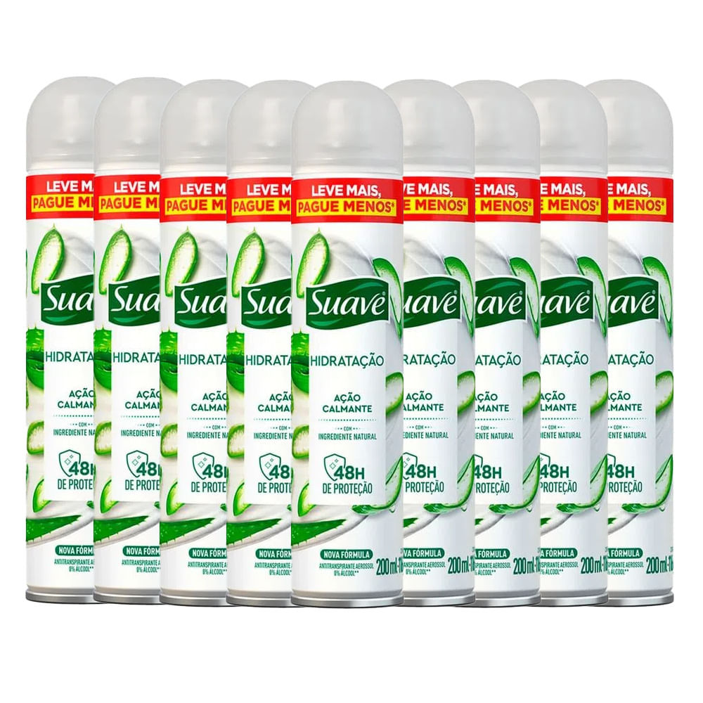 Kit Desodorante Aerosol Suave Ação Calmante 200ml - 9 Unidades em Oferta na Shopee