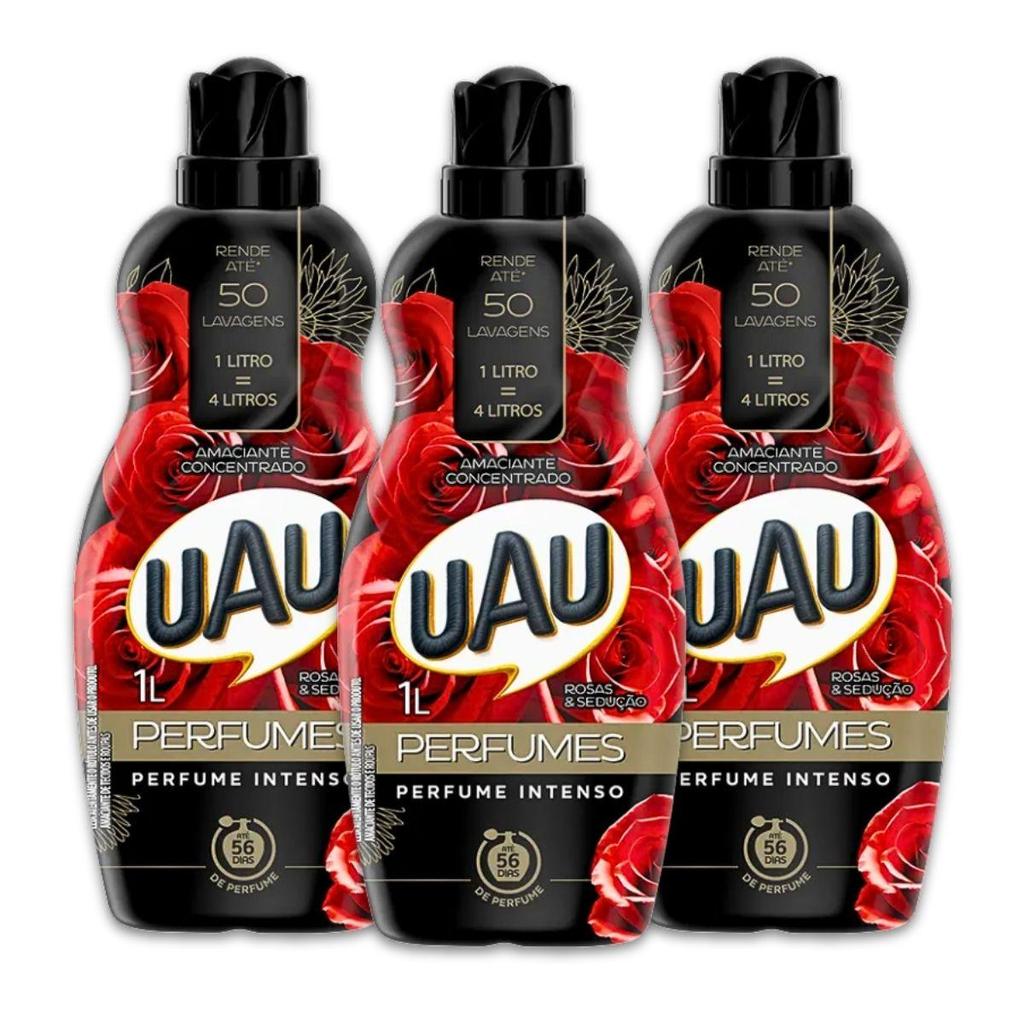 Kit 3un Amaciante Concentrado 1L Uau Rosas e Sedução em Oferta na Shopee