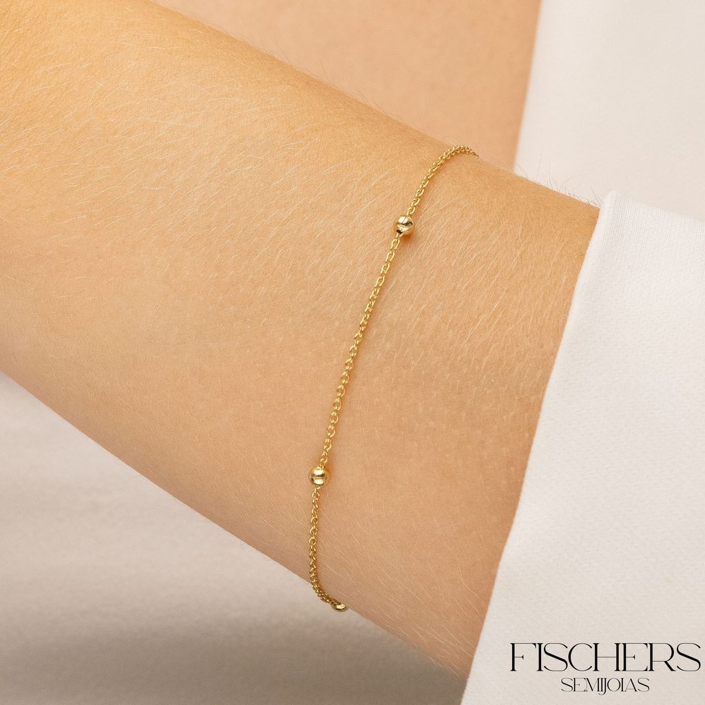 Pulseira Feminina Bolinhas Lisas Ouro 18K | Fischer Semijoias
