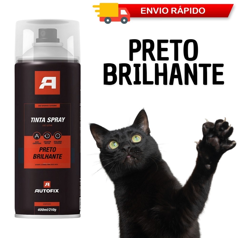 Spray Preto Brilhante 400 ml - 210g – Alta Qualidade Acabamento Impecável Alta Cobertura OK