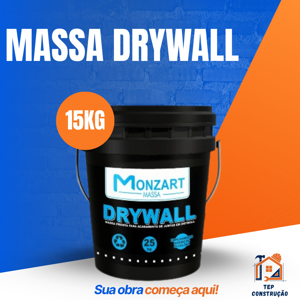Massa de Drywall Para Gesso e Reparos 15kg Massa Pronta Junta e Acabamento