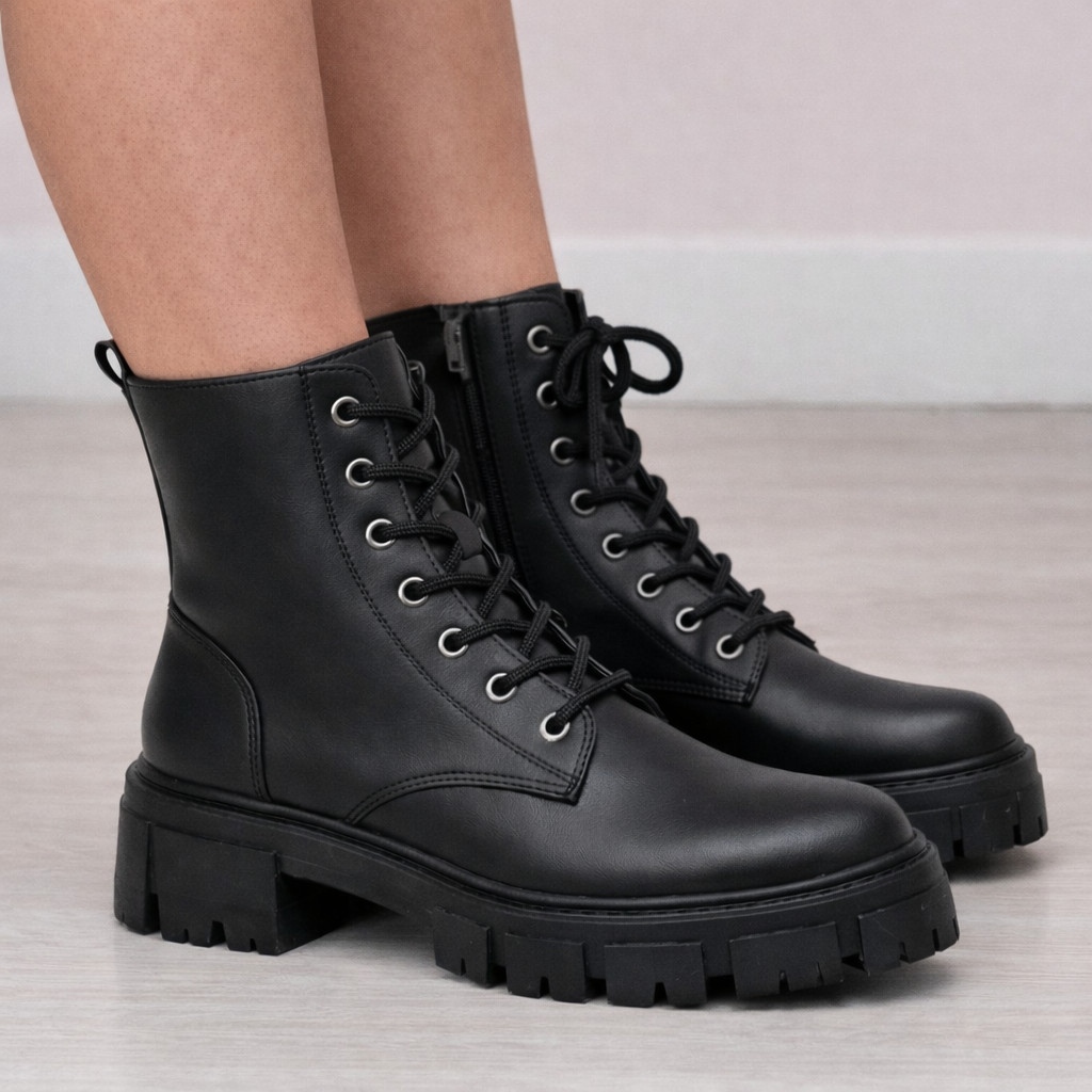 Bota Coturno Feminina Cano Curto Plataforma Tratorada Macia e Conforto Premium