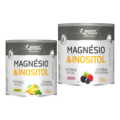 Kit 2 Magnesio E Inositol 210g Taurina Melatonina Bodyaction 1 Abacaxi Com Hortela 1 Frutas Vermelhas