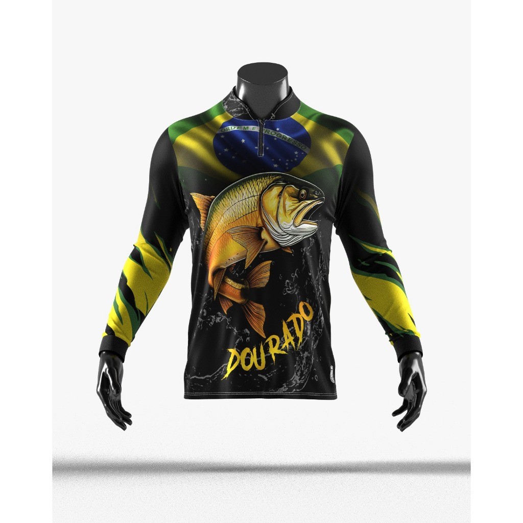 Camisa Camiseta Pesca Camiseta Blusa De pescaria Proteção Modelo Dourado Uv50+ Esportiva Pescaria Feminina ou Masculina
