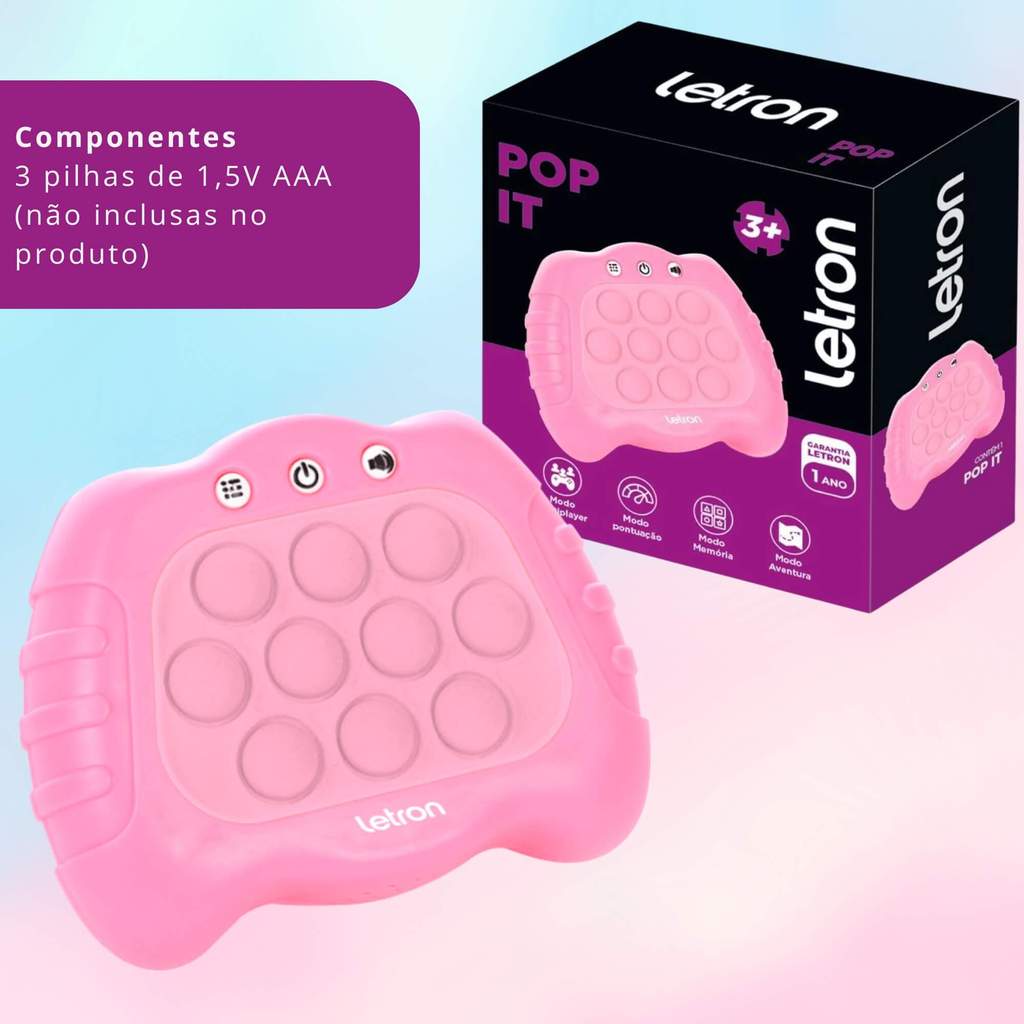Jogo Pop it Rosa Letron - Brinquedo educativo com ativação sensorial Leo&Leo Leonora - 91901 — imagem 2 de 2
