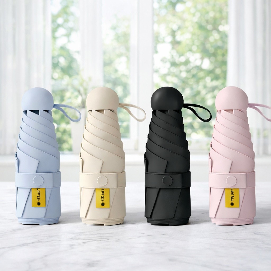 Mini Guarda-Chuva Dobrável Portátil Compacto Ideal para Viagem e Uso Diário