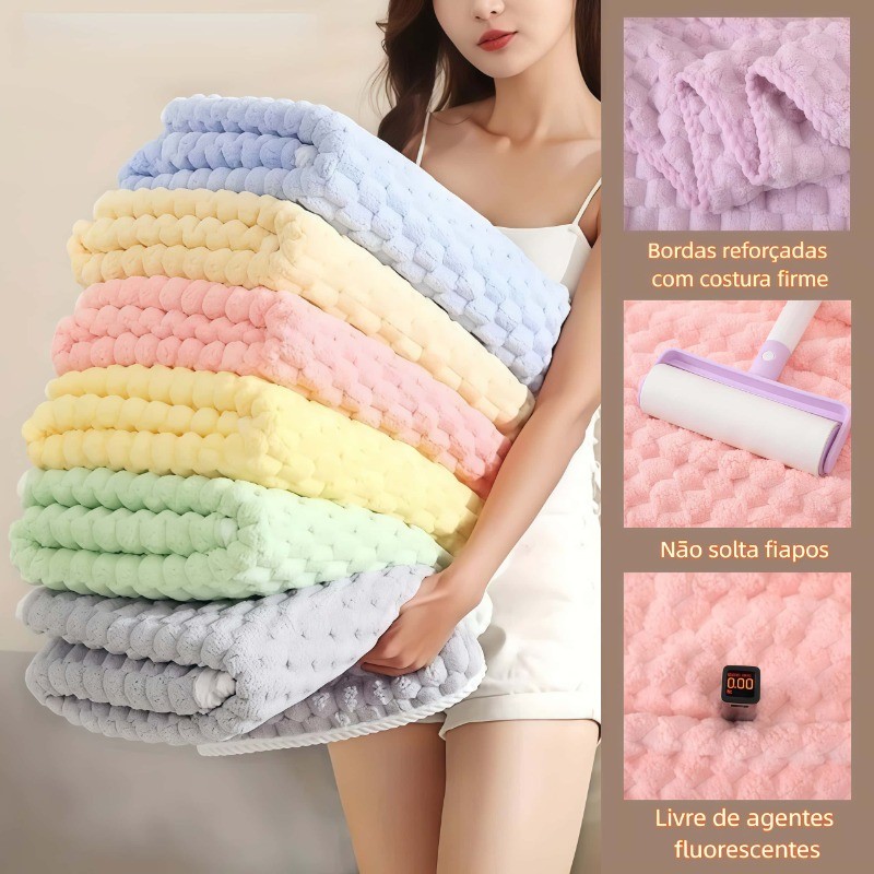Toalha de Banho Microfibra Coral 70x140cm, Alta Absorção, Toque Macio e Secagem Rápida em Oferta na Shopee
