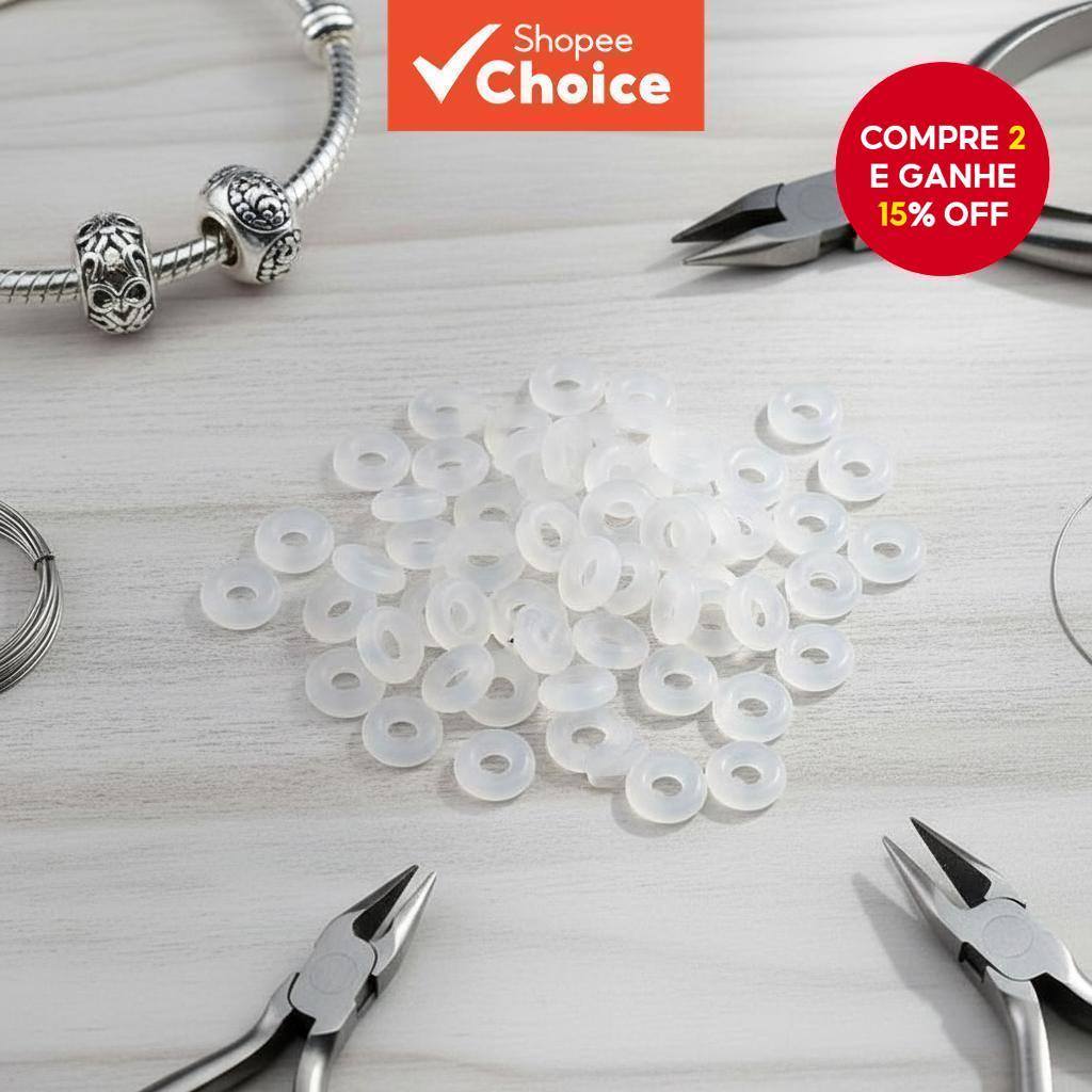 50/100 peças de batentes de silicone para amuletos Pandora - tampões de pulseira de borracha