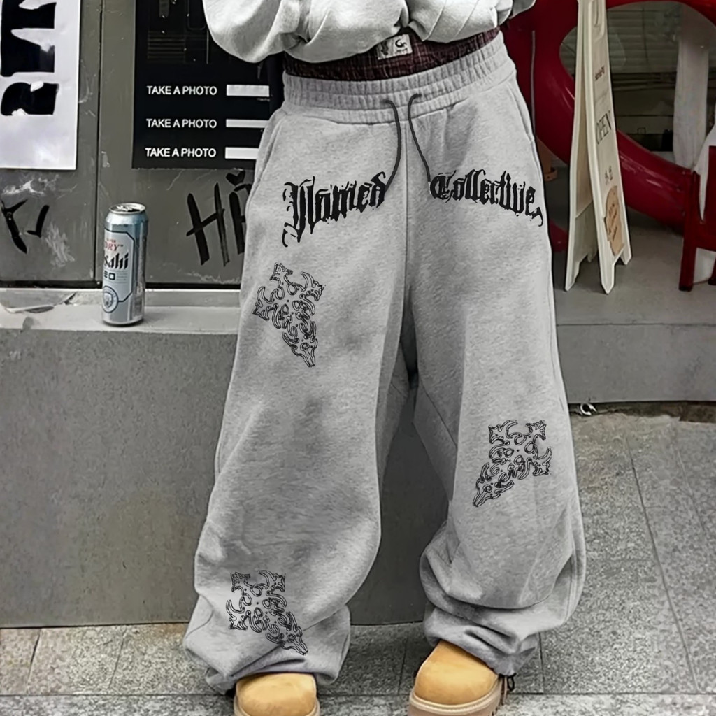 Calça Despojada Wide Baggy Estilo Gótico Grunge Y2K Calça Reta Unissex em Oferta na Shopee