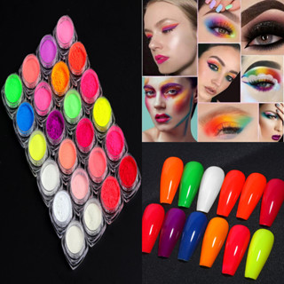 Caixa 24 Cores Pó Neon em Torre Para Decoração de Unha Maquiagem em Oferta na Shopee