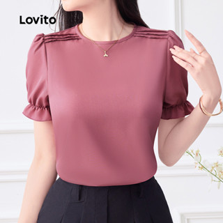 Lovito  Blusa Elegante Confortável e Estilosa Blusa Cinza/rosa para Mulheres Primavera/Verão L172ED116 em Oferta na Shopee