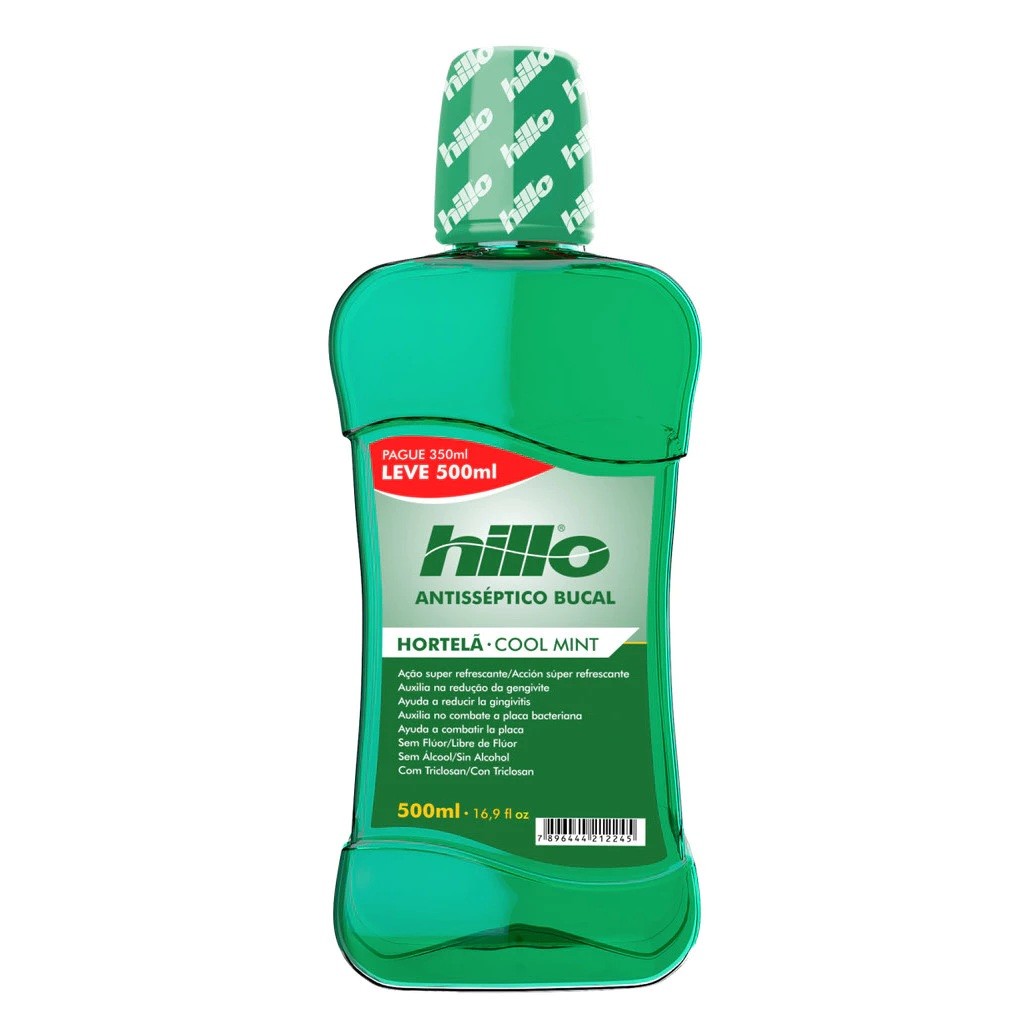 Enxaguante Bucal Hillo Hortelã 500ml – Hálito Refrescante