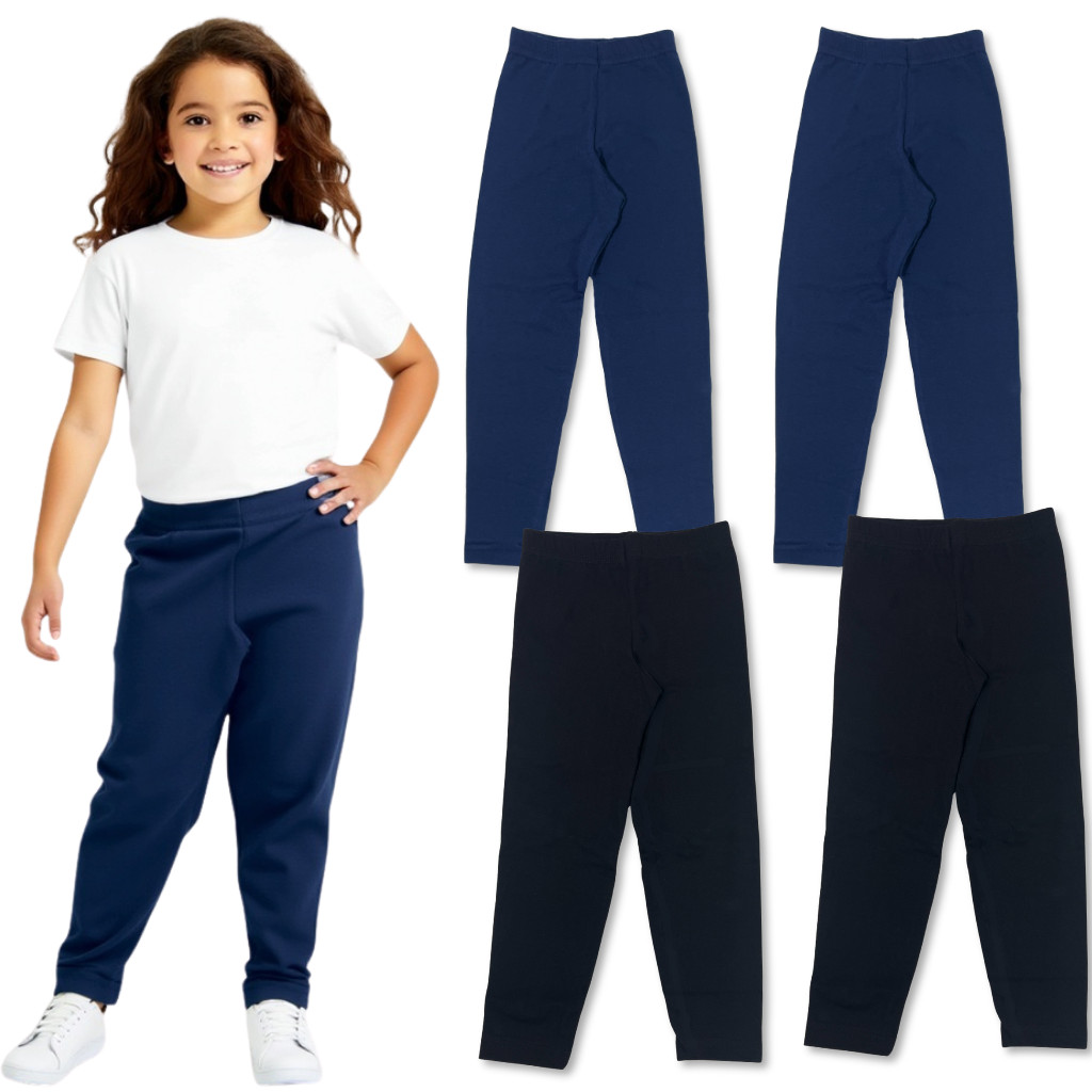 Kit 03 Calças Legging Infantil Menina Escolar Volta as Aulas Uniforme em Oferta na Shopee