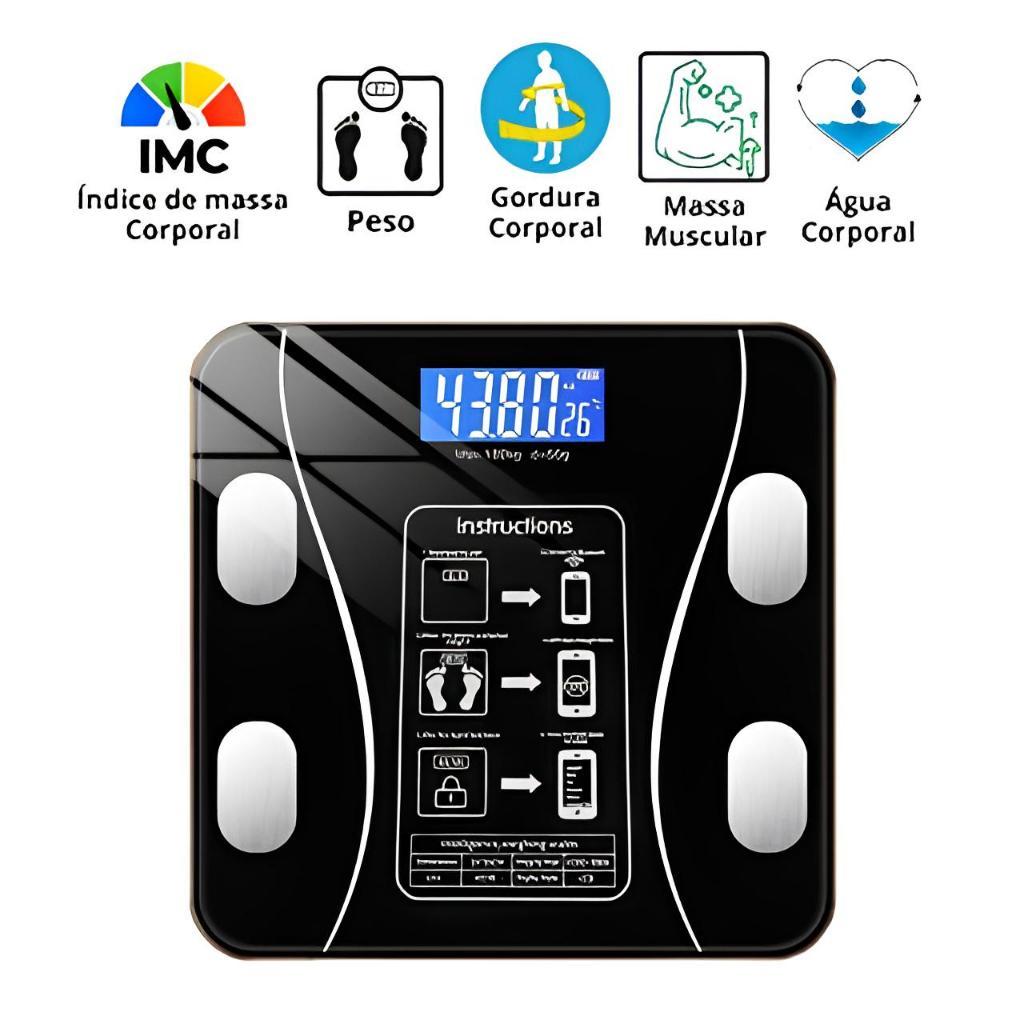 Balança Digital Bioimpedância Corporal 180kg Aplicativo Profissional Bluetooth
