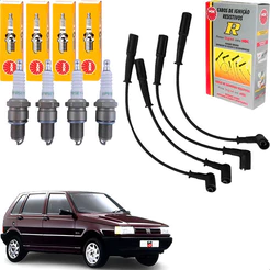 Kit Jogo Velas Ignicao + Cabos (ngk) Fiat Uno 1993 A 2001.